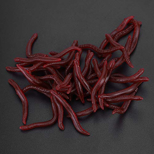 Fishing Lure Soft Artificial Baits - 200Pcs Realistic False Earthworm Sea Bait Bloodworm Lures, Ideal for Carp, Silver Carp, Bass and Other Fish (100pcs per pack)