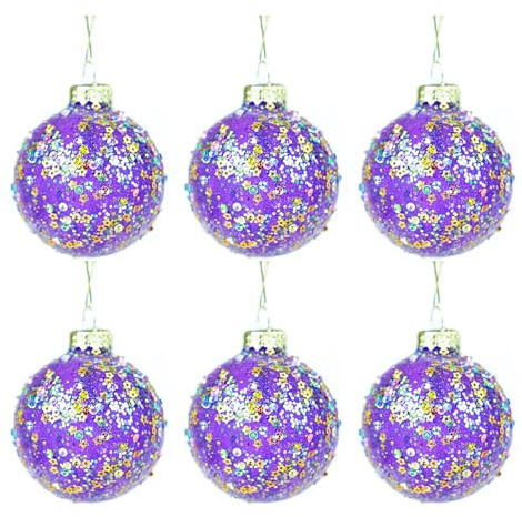 Marooma 6 Stück Glas-Weihnachtsschmuck, Vorbespannte Weihnachtsbaumdekorationen, Weihnachtskugel-Ornamente, Hängende Weihnachtskugeln für die Weihnachtsbaum-Hausparty (A)