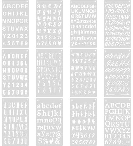 Buchstaben Schablone 12 Stück Schablonen Buchstaben Malschablonen Kunststoff Buchstabenschablonen Klein für Scrapbooking 4 x 7 Zoll