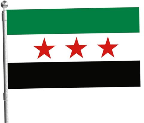 Syrien -Flagge mit Grommet 59x35in Digitaldruck Doppelgenähte syrische Flagge lebendige Polyester Unfleckige windbeständige Landflaggen für Paradesport -Event -Flaggen