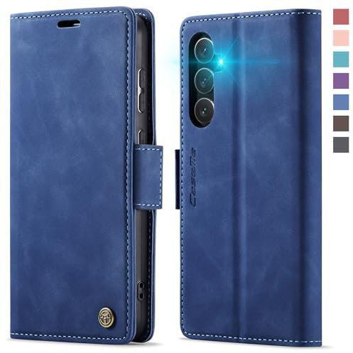 XYGLOW Handyhülle für Samsung Galaxy S24 FE Hülle Klappbar Premium PU Lederhülle Klapphülle【RFID Schutz】 Kartenfach Standfunktion Schutzhülle für Samsung S24 FE 5G Flip Case Wallet Tasche Cover,Blau