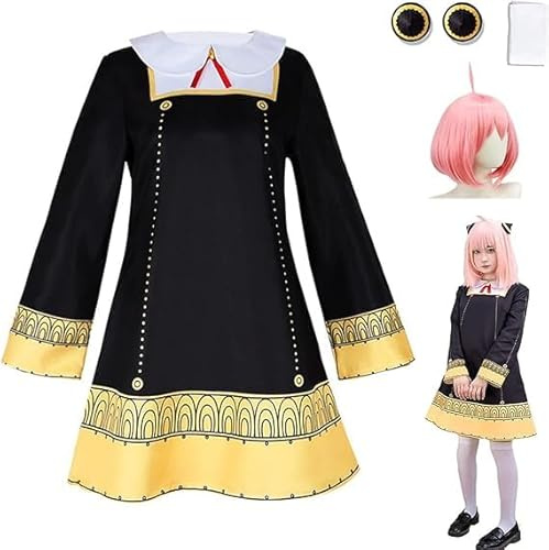 Bocguy Costume Anya Cosplay per Donne e Ragazze, Outfits Cosplay Anime, Halloween, Carnevale, Abito da Festa Elegante