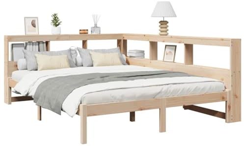vidaXL Letto Libreria Senza Materasso 160x200 cm in Legno di Pino, Letto, arredo Camera, Letto in Legno massello, Letto Matrimoniale, Letto in Legno