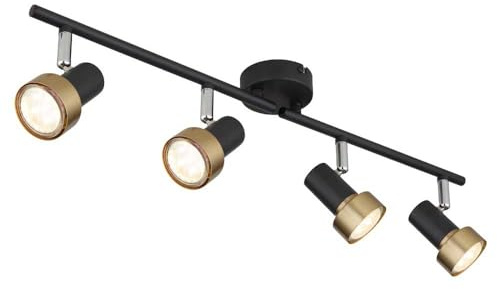 Deckenstrahler Deckenleuchte Spotlampe verstellbar 4 flammig schwarz gold L 60cm