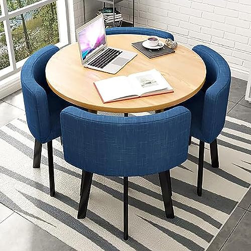 Modernes rundes Esstisch-Set mit Stühlen, platzsparendes Design für Esszimmer, Wohnzimmer, Empfangsraum, Konferenztisch, Lounge, 160 cm