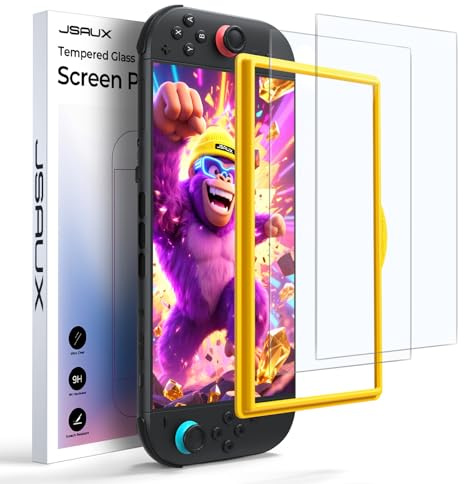 JSAUX 2-Pack Anti-Bländning Skärmskydd Kompatibel med Nintendo Switch 2, Matt Glasskydd 9H Hårdhet Lätt att Installera med Vägledningsram, Repbeständigt Härdat Glas