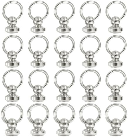 sourcing map 30Pcs Screw Round Head Rivet, 8mm Pull Ring Rivet Fasteners, Screw Rivet Studs for DIY Leather Craft Belts Purse Handbags (Silver)