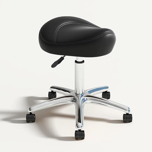 HDDNMLOH Sattelhocker, rollbar, drehbar, höhenverstellbar mit Rädern, robuster ergonomischer Hockerstuhl für Labor, Klinik, Zahnarzt, Salon, Massage, Büro und Heimküche (A)