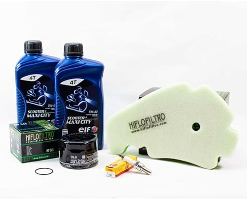 Kit Révision Filtres Bougies pour PIAGGIO MP3 400 LT ie de 2009 à 2012 - E.LF SCOOTER 4 MAXI CITY 5w40 2L