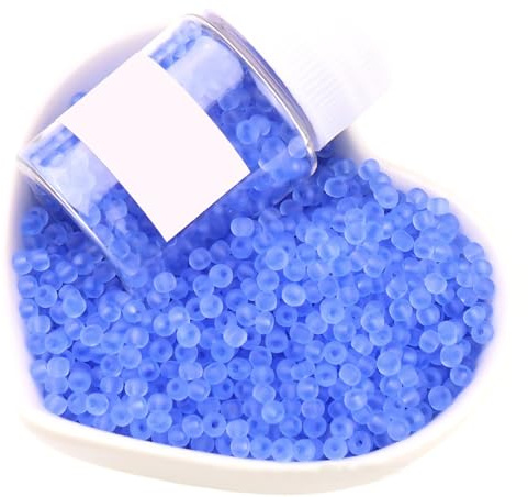 1 botella de cuentas redondas de vidrio esmerilado transparente azul real de 3 mm para manualidades, pulseras, fabricación de llaveros, alrededor de 800 unidades
