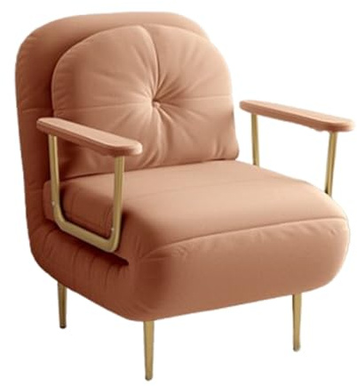 3 In1 Konvertierbarer Schlafsessel Mit Bettfunktion, Verstellbarer Rückenlehne & Kratztuch-Oberfläche Mit Kopfkissen Für Wohnzimmer, Bis 200kg Tragfähigkeit(Orange,68 * 72cm)