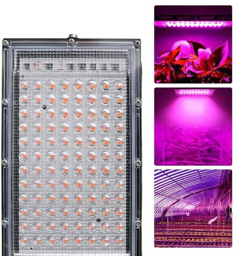 JOJIDE Lampe Horticole, Lampe de croissance à LED à spectre complet 50 W 100 W Projecteur avec LED for serre Lampe phyto for semis de fleurs hydroponiques(100W)