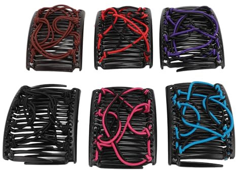 Pettinatura per Capelli Magici Stretabile, Compagni Non Regolabili per Donne, Forcelle Pratiche Clamp/Holder Accessori Multiuso i Concerti Aspetto Rose Red, Confezione di 6