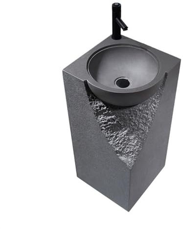 CAFIEDR Lavabo de pie Creativo con Pedestal de Piedra de Cuarzo, Lavabo de baño de una Pieza con Pedestal, Lavabo de Columna para Patio Exterior, balcón, Lavabo artísti(MI)