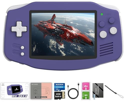 Whatsko RG 34XX Handheld Game Console, Retro Console RG34XX Built-in 32G+64G in 5000+ Games, 3.4 inch IPS Screen 3500mAh, Game Console Support Wi-Fi Bluetooth HD and TV Output