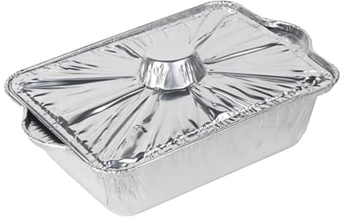 Hoement Pots en papier d'aluminium avec couvercle pour la cuisson et le barbecue pour pique-nique et stockage des aliments, récipients de cuisson en aluminium résistant aux hautes températures