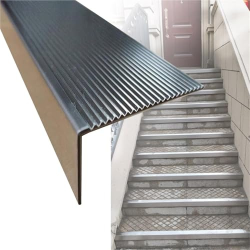 Nez de Marche Nez De Marche En Métal, Plaque Antidérapante Pour Marches D'escalier (100, 120, 150, 160, 170, 200 Cm De Long), Protections De Marches Pour Sols En Vinyle/stratifié(L 180cm,WxH 7x3cm)