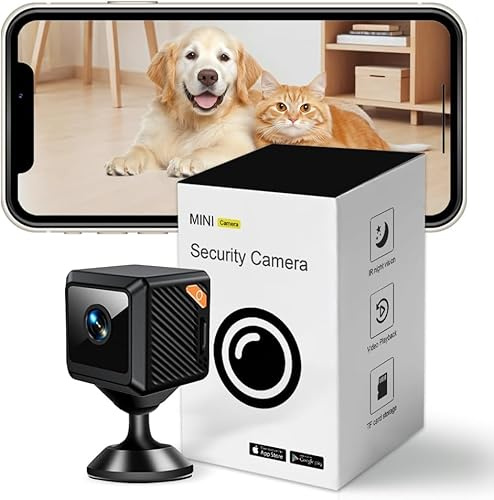 KinZon Mini Telecamera di Sicurezza 4K, Grandangolo 140°, Scheda SD 256GB e Archiviazione Cloud, Rilevamento del Movimento, Visione Notturna, Monitor per Casa Ufficio Bambino Animale Domestico