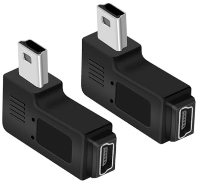 YANBORONSN Connettore Mini Maschio a 5 Pin ad Angolo Destra con Adattatore Mini Femmina,Adattatore Mini USB per Dashcam, Bluetooth (2 Pezzi)