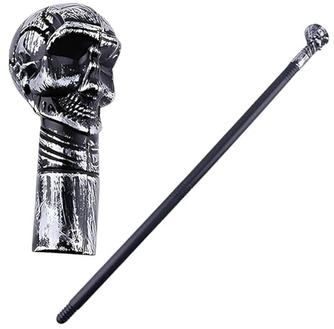 AEKZOX Bastone da Passeggio per Costume, 1 Pezzo, Design Unico con Teschio in Rilievo, Materiali Durevoli, Comfort Ergonomico, Elegante, Carnevale, Halloween, Stile Vintage (81 cm)