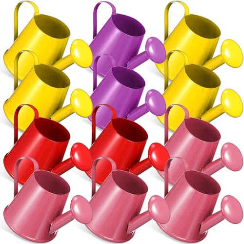 HEMOTON 12 Regaderas de Juguete de Hierro Mini, Juguetes de Baño Regadera de Exterior, Accesorios para Fotos, Contenedores de Riego en Colores Aleatorios, Set de 12 Color Color Aleatorio