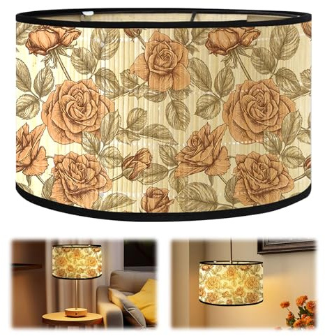 Stoff Lampenschirm,Lampenschirm Hängelampe,Trommel-Lampenschirm 30×30×20cm,Lampenschirm für Tischlampe,Nachttisch Lampenschirm,Handgefertigter Lampenschirm Retro für Stehlampen E27 Halter Tischlampen