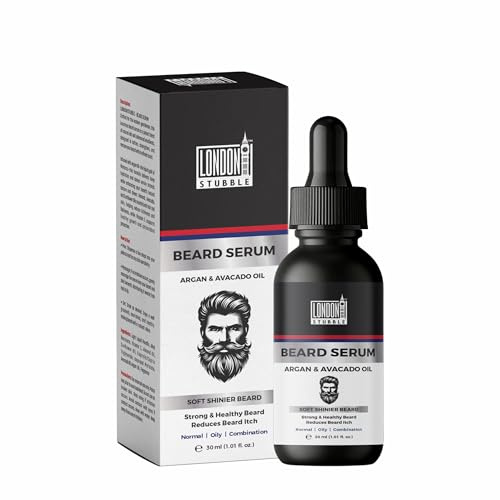 London Stubble Beard Serum for Men, with Argan & Avocado Oil, Boosts Growth, Softening & Moisturising, Anti-Itch, 30ml