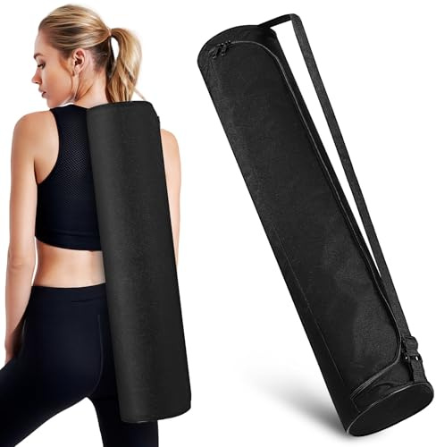 MOBUTOFU Yogamattentasche für Frauen aus Robustem Oxford Stoff mit Großer Kapazität und Verstellbarem Schultergurt für Pilates und Outdoor Aktivitäten in Elegantem Schwarz
