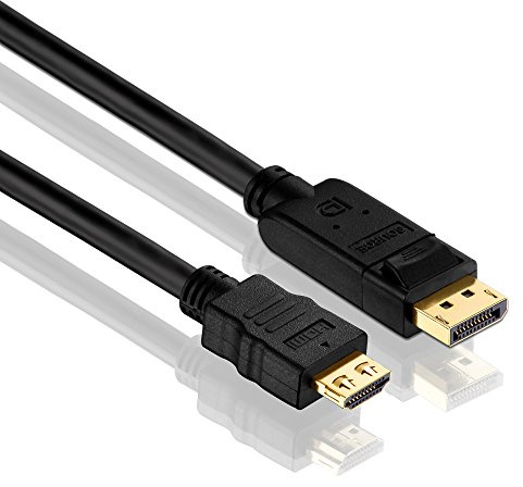 PureLink PI5100-010 Cavo adattatore DisplayPort a HDMI (Full HD 2K (1080p), Ethernet), connettore DisplayPort (20 pin) a maschio HDMI-A (19 pin), certificato, 1,00 m, nero