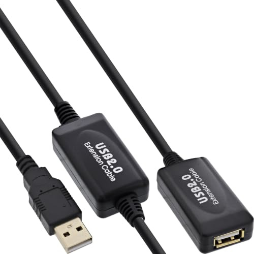 InLine 34612I USB 2.0 Aktiv-Verlängerung, mit Signalverstärkung Repeater, Stecker A an Buchse A, 15m