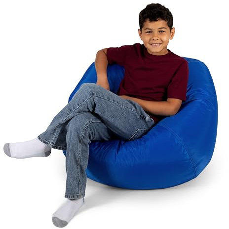Big Joe Classic Bean Bag Chair for Kids Bedroom and Reading Nook, Easy-Clean Sapphire, Durable Nylon Polyester Blend, 2 feet Refillable