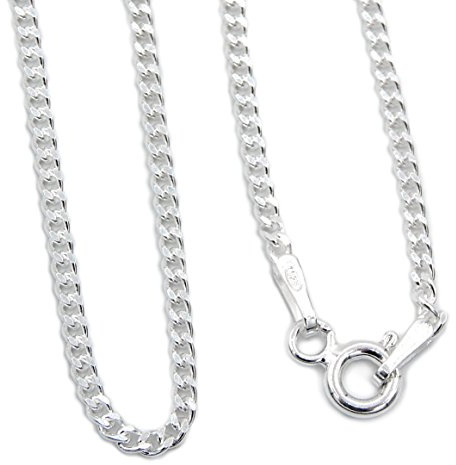 Panzerkette 925 Sterling Silber rhodiniert 1,7mm breit Länge wählbar 40 45 50 55 60 cm Silberkette Halskette Kette Damen