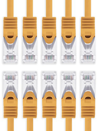 1aTTack.de 3,0 m - orange - 10 Stück Cat7 Netzwerkkabel SFTP Patchkabel Lankabel Rohkabel 10GB/s - 500 Mhz konfektioniert mit 2 RJ45 Stecker Cat 6a