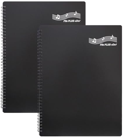 FILE PLUS DO Ordner für Musiker, Noten-Ordner, Band-Ordner, beschreibbar, Spiralbindung, US Brief/A4 Größe, 30 Hüllen, 60 Seiten (Schwarz 2 pro Set)