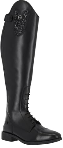 QHP Leder-Reitstiefel Sasha Adult schwarz mit wechselbarem Oberteil