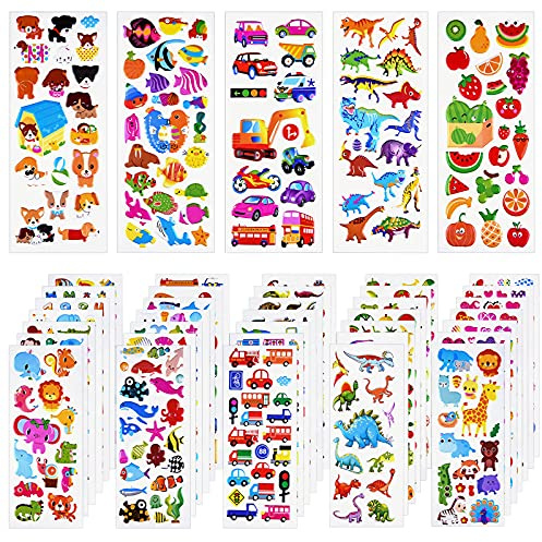 Tuparka 1000+ 3D Puffy Stickers - 40 Different Sheets for Kids Scrapbooking, Bullet Journals