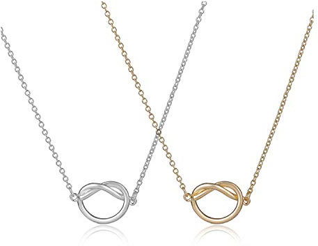 Joctly 2Pcs Infinity Necklace Knot Dainty Tie The Knot Necklace Bridesmaids Gifts Gold Necklaces for Women
