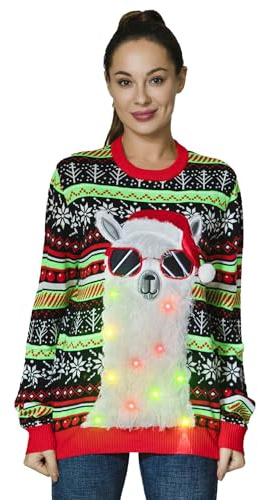 OFF THE RACK Christmas Sweater Suéter, Llama Loves Sparkle, XX-Large Unisex Adulto