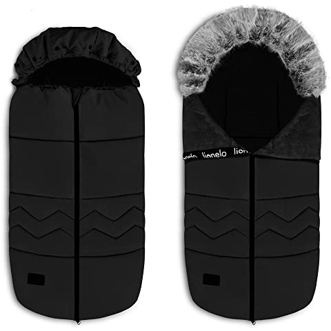 Lionelo Frode Winterfußsack 90×45 cm, Universal für Kinderwagen Buggy | Autositz & Schlitten, Wasserdicht Winddicht, Weiches Fleece, Antiallergisch, Doppelreißverschluss, Abnehmbares Fell