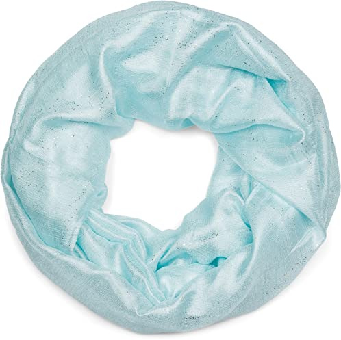 styleBREAKER Damen Sommer Loop Schal Seidig Glitzer | Leicht glänzendes 95x70 cm Format, weich, 2- bis 3-mal um den Hals wickelbar, atmungsaktives Gewebe, kratzfrei.