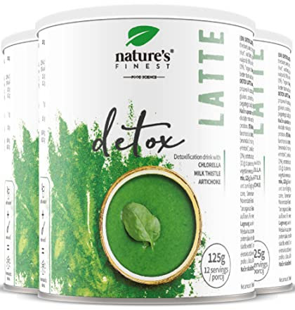 Nature’s Finest Detox Latte - con Cardo Mariano, Alcachofa y Clorella - Apoyo Natural para el Detox Hígado y Cuidado del Colon - Sin Lactosa, Vegano, 375 g
