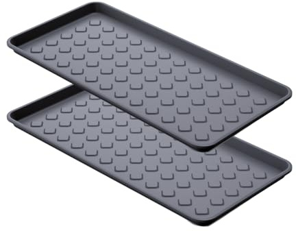 Garronda Schuhabstropfschale Schuhablage Abtrofschale für Schuhe 72 x 35 cm PVC Schuhabtropfmatte Schuhabstreifer GD-0052 (Schwarz, 2 Stück)