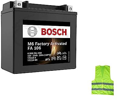 KOMPATIBEL MIT TRIUMPH Sprint RS IE (T695RS) 955 JAHR 1999 al 2005 BATTERIE YTX14-BS BOSCH FA1060 IN SLA GEL, BEREITS EINSATZBEREIT UND GELADEN 12 AH AMPERE 12 VOLT 150X87X145MM