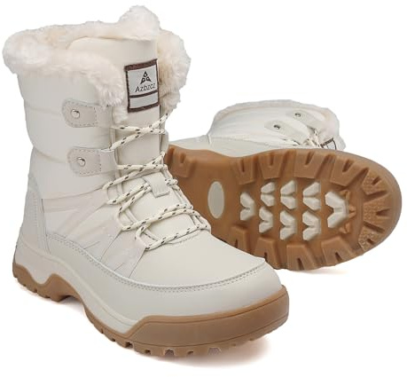 AZBZCZ Women's Winter Snow Boots Waterproof, US 8, Beige