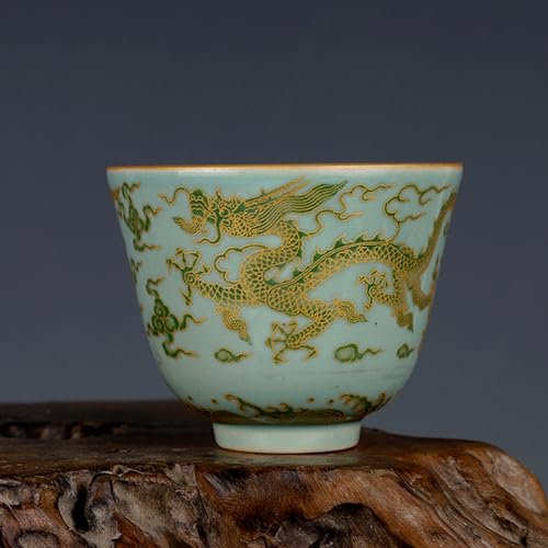 Jingdezhen Famille Rose - Taza de té de porcelana china antigua con diseño de dragón