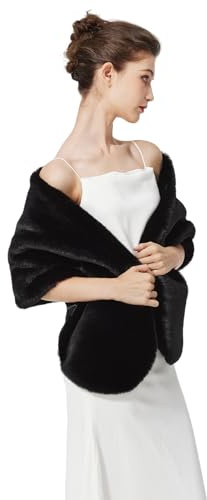 BEAUTELICATE Faux Fur Wrap Shawl Stole Women’s Large Shrug Cape for Winter Wedding Evening Brides Bridesmaids 1920s Fancy Dress Costume