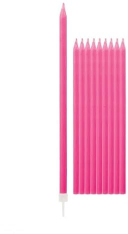 12 Candele FUCSIA Mezzo Stelo - colore FUXIA - candeline in Cera Maxi per Torte e Dolci, Decorazione per Feste, Compleanno, Matrimonio ECC.- Candela Matita H15cm