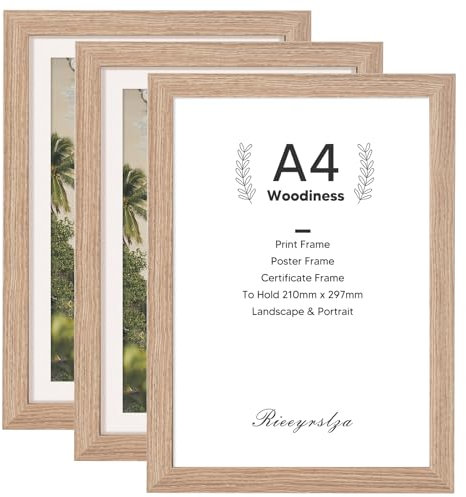 Rieeyrslza Cornice per Foto in MDF Legno Set di 3 Cornici per Foto A4 Cornice Quadrata per Foto per Mostre al Coperto o per Fare Regali Cornice Decorazione Domestica Cornice portafotoper(Quercia)