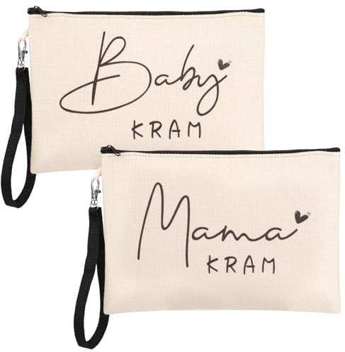 2 Stück Babyparty Geschenk,Werdende Mama Geschenk zur Geburt,Mama Baby Kram | Kosmetiktasche Bag mit Reißverschluss,Mutter Beutel für Mama Neue Mama Geschenke Mama zu Werden