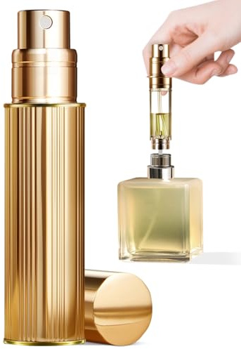 ASADAYS Perfume Atomiser Refillable - 10ml Portable Travel Spray Bottle, Leak Proof Mini Size Perfume Atomizer Bottom Filling, Cologne Dispenser with Men and Women (PA, Yorkshire Gold)